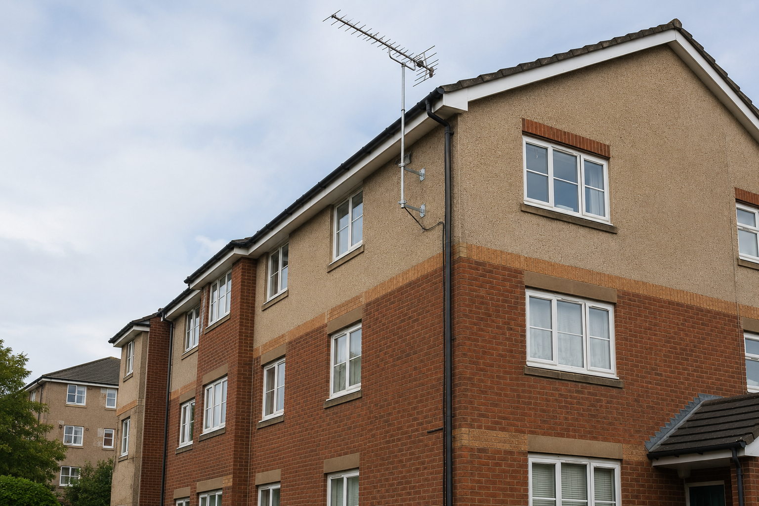 TV aerial fitted to flats in the wider Warwick area